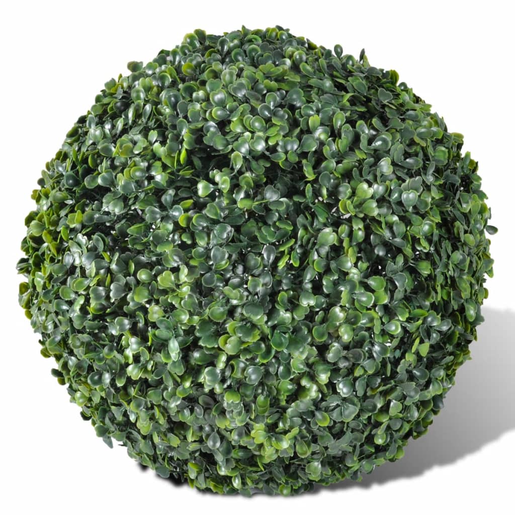 Vidaxl Round Art Buxus 27 cm mit Solar -LED -Beleuchtung (2 Stücke)