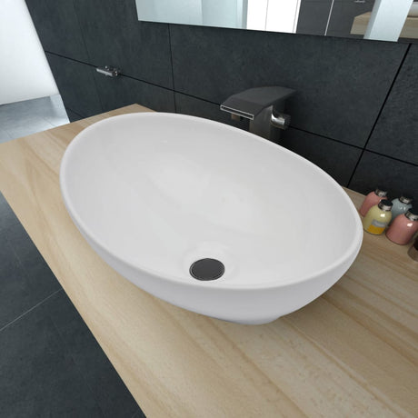 Vidaxl lavabo ovale 40x33 cm Céramique blanc