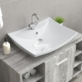 Vidaxl Washbasin con atterraggio e ceramica rettangolare del foro di gru