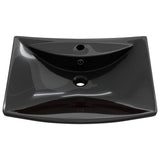Vidaxl Washingin avec atterrissage et trou de grue en céramique rectangulaire noire