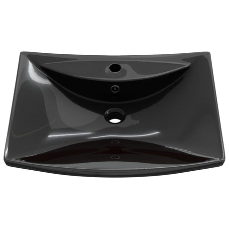 Vidaxl Washingin avec atterrissage et trou de grue en céramique rectangulaire noire
