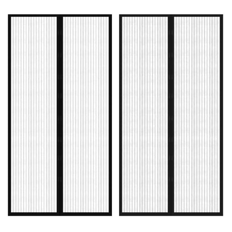 Rideaux de porte d'insectes vidaxl 2 pcs magnétiques 210x100 cm noir
