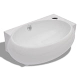 Vidaxl Washingin avec trou de grue et atterrissage en céramique blanc