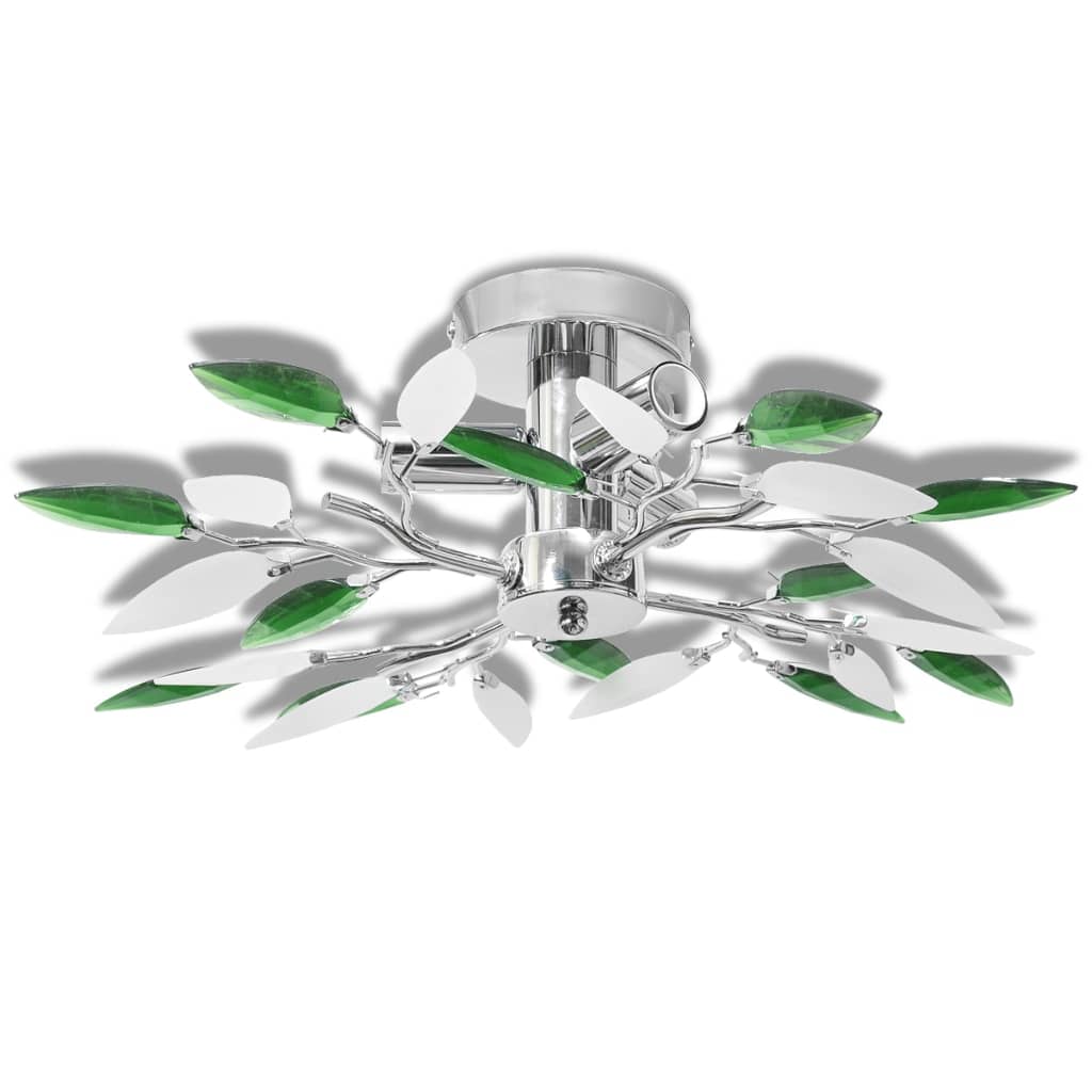 Vidaxl Plafond lampe blanche et cristal acrylique vert feuilles 3xe14