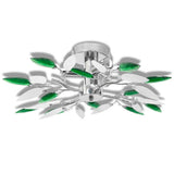 Vidaxl Plafond lampe blanche et cristal acrylique vert feuilles 3xe14