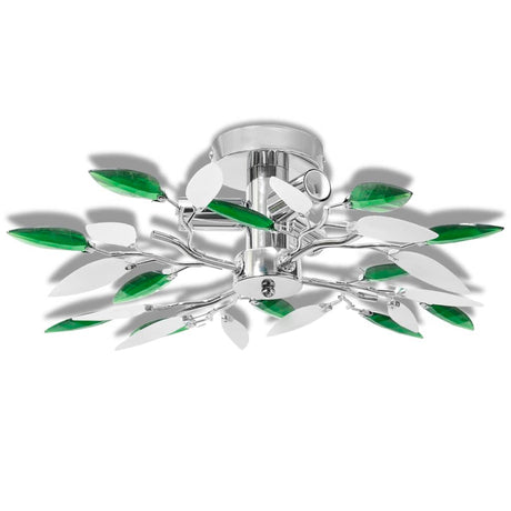 Vidaxl Plafond lampe blanche et cristal acrylique vert feuilles 3xe14