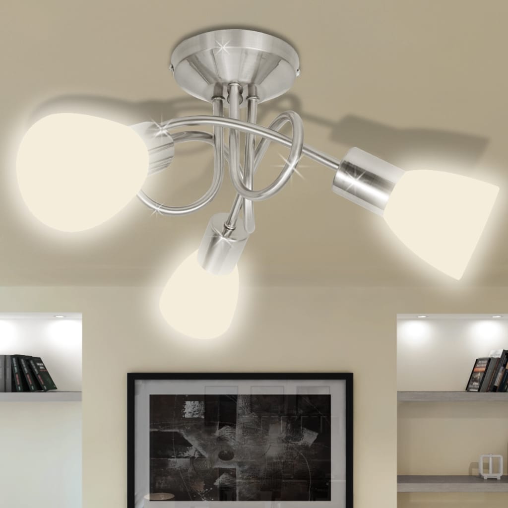 Vidaxl Plafond avec des capuchons en verre pour 3 x e14 poires