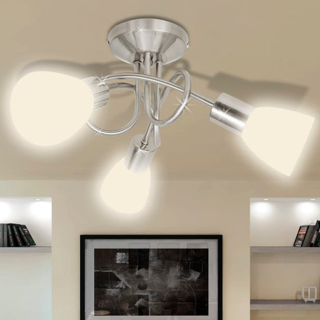 Vidaxl Plafond avec des capuchons en verre pour 3 x e14 poires