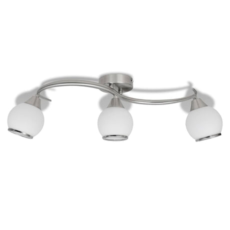 Bouchons en verre de lampe de plafond Vidaxl + rail ondulé pour 3 x e14 poires