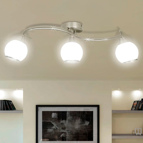 Bouchons en verre de lampe de plafond Vidaxl + rail ondulé pour 3 x e14 poires