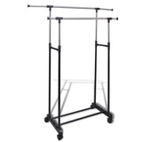 Rack de vêtements Vidaxl réglable avec 4 roues et 2 rails suspendus