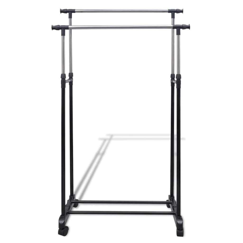 Vidaxl Clothing rack adjustable with 4 wheels and 2 hanging rails