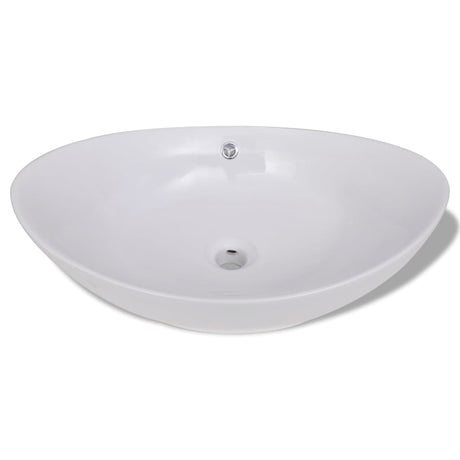 Vidaxl Céramique Évier ovale 59 x 38,5 cm