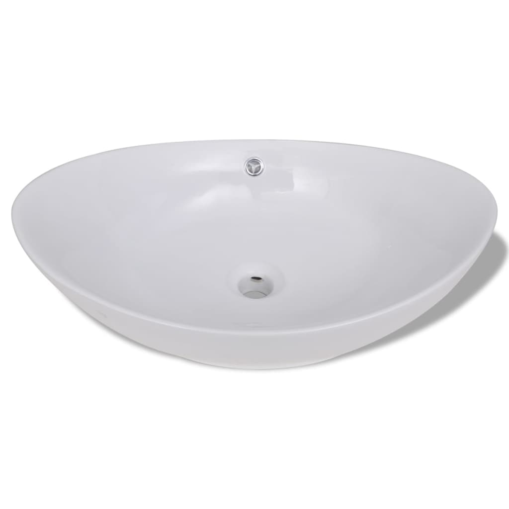 Vidaxl keramisk vask Oval 59 x 38,5 cm