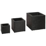 Vidaxl Planters a relevé le 3 St Poly Rattan Black