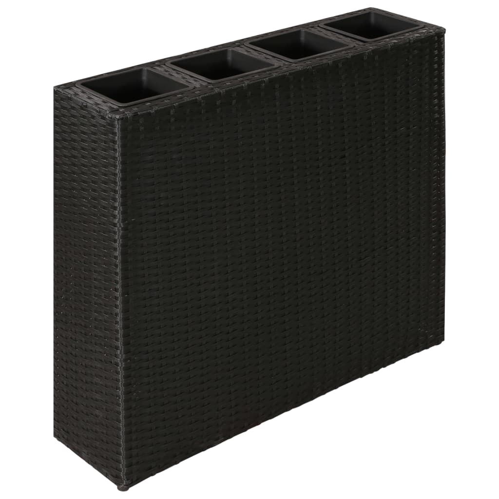 Vidaxl sadilnik, vzgojen s 4 lonci Poly rattan Black