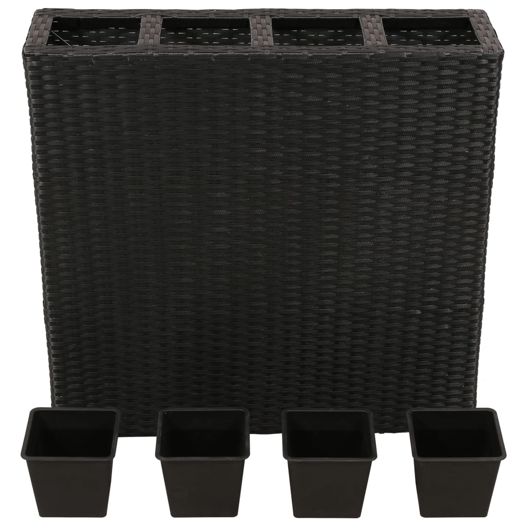 Vidaxl sadilnik, vzgojen s 4 lonci Poly rattan Black