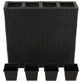 Vidaxl sadilnik, vzgojen s 4 lonci Poly rattan Black