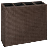 Vidaxl Planter hævet med 4 gryder Poly Rattan Brown