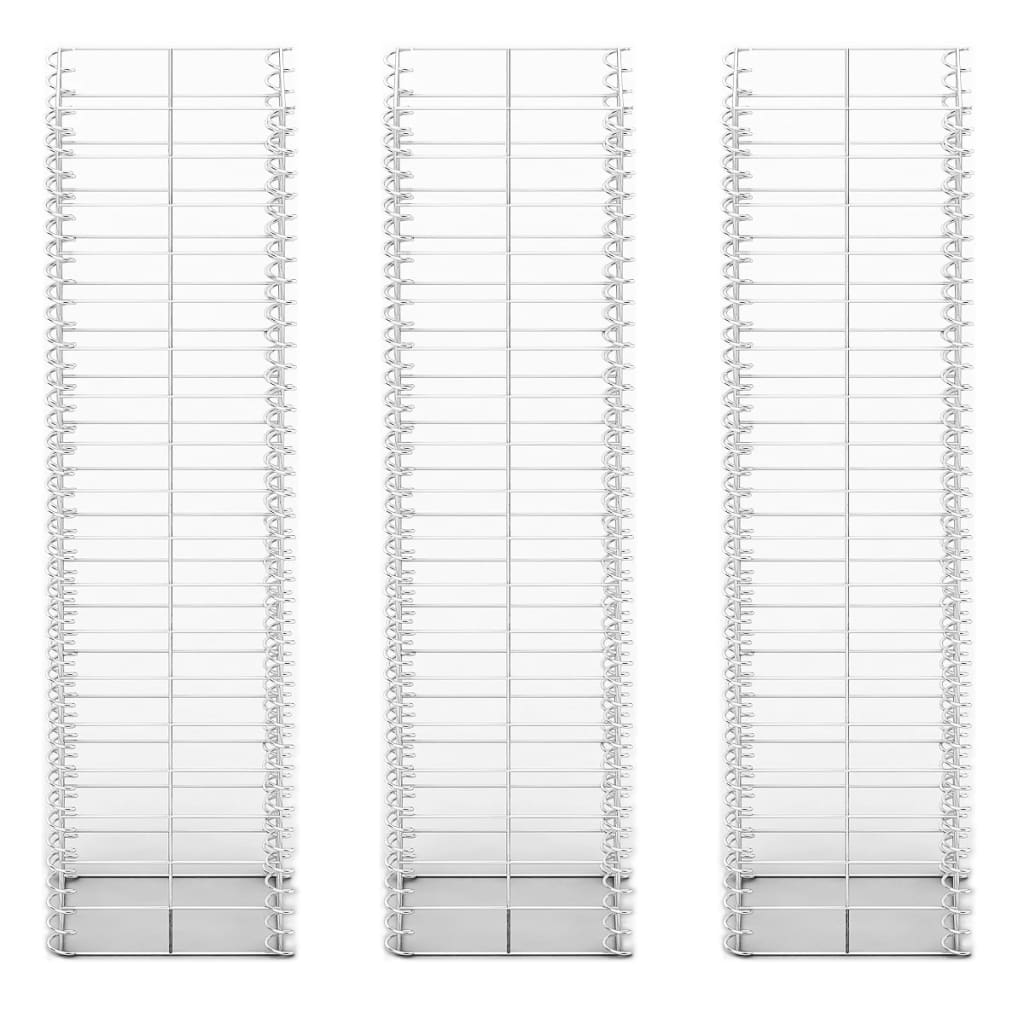 Vidaxl 3-delte Schans Basket Set 25x25x100 cm galvanisert ledning