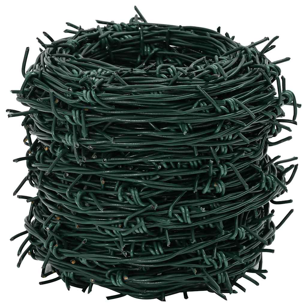 Vidaxl Barbed fil sur rouleau 100 m vert