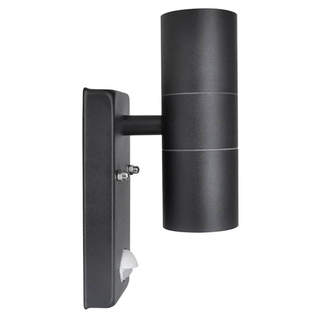 Lampe murale vidaxl avec capteur à LED cylindrique en acier inoxydable noir