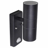 Lampe murale vidaxl avec capteur à LED cylindrique en acier inoxydable noir