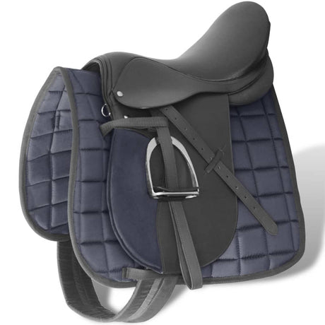 Vidaxl Real Leather Horse Riding Saddle 17,5 18 cm (5 en 1, noir)