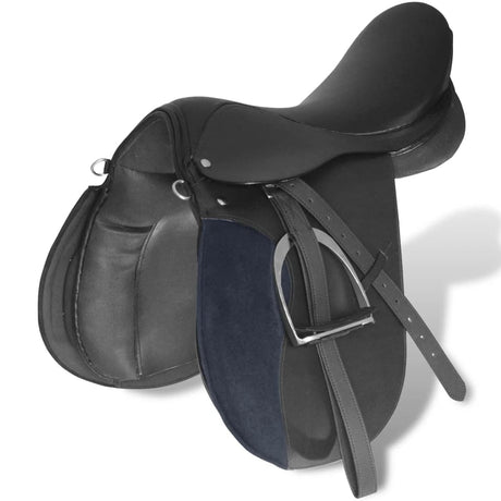 Vidaxl Real Leather Horse Riding Saddle 17,5 18 cm (5 en 1, noir)