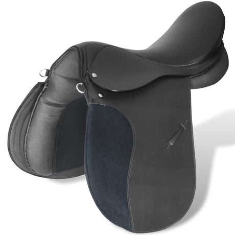 Vidaxl Real Leather Horse Riding Saddle 17,5 18 cm (5 en 1, noir)