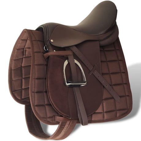Vidaxl Real Leather Riding Seam 16 14 cm (5 en 1, marron)