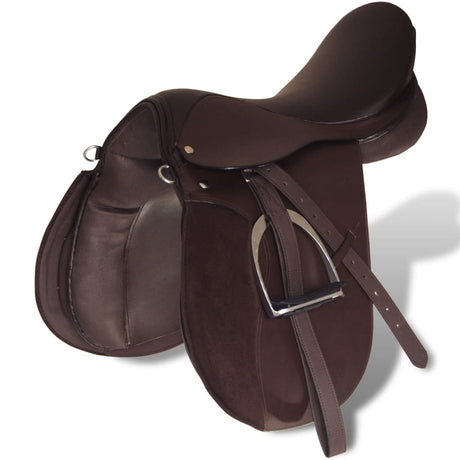 Vidaxl Real Leather Riding Seam 16 14 cm (5 en 1, marron)