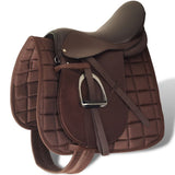 Vidaxl Horse Riding Saddle 5-in-1 17,5 '' 12 cm en cuir réel marron