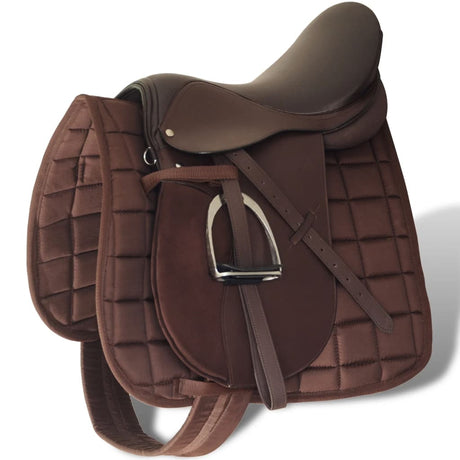 Vidaxl Horse Riding Saddle 5-in-1 17,5 '' 12 cm en cuir réel marron