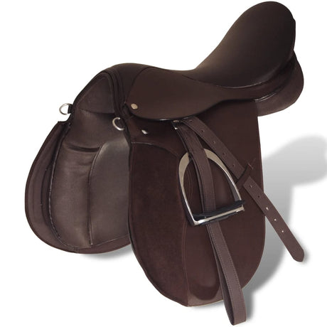 Vidaxl Horse Riding Saddle 5-in-1 17,5 '' 12 cm en cuir réel marron