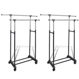 Racks de vêtements vidaxl réglables 2 m avec 2 rails de suspension