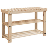 Rack à chaussures Vidaxl avec banc 2-en-1 en pin massif solide