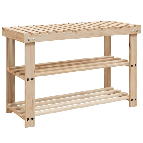 Rack à chaussures Vidaxl avec banc 2-en-1 en pin massif solide
