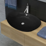 Vidaxl Washingin avec atterrissage en céramique ovale noire 59 x 38,5 cm