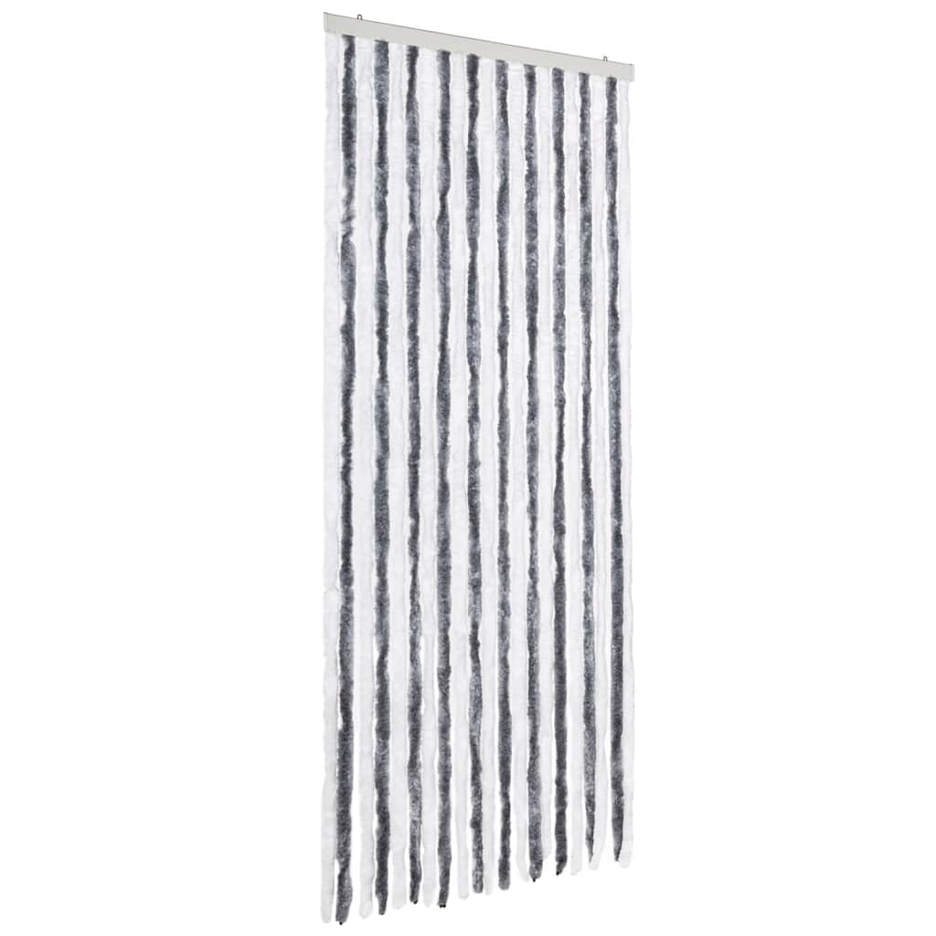 Vidaxl Fly Curtain 90x220 cm Chenille Gray and White