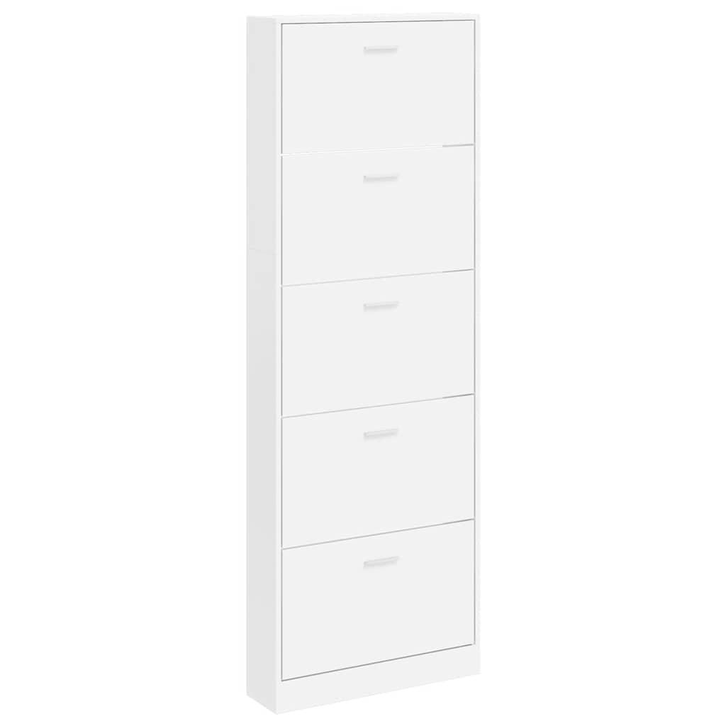 Vidaxl Shoe Cabinet Wood avec 5 compartiments de rangement blancs