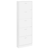 Vidaxl Shoe Cabinet Wood avec 5 compartiments de rangement blancs