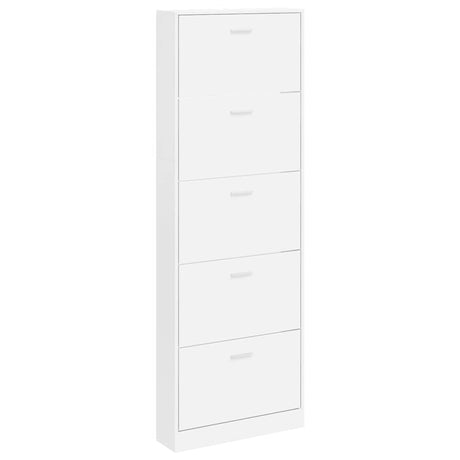 Vidaxl Shoe Cabinet Wood avec 5 compartiments de rangement blancs