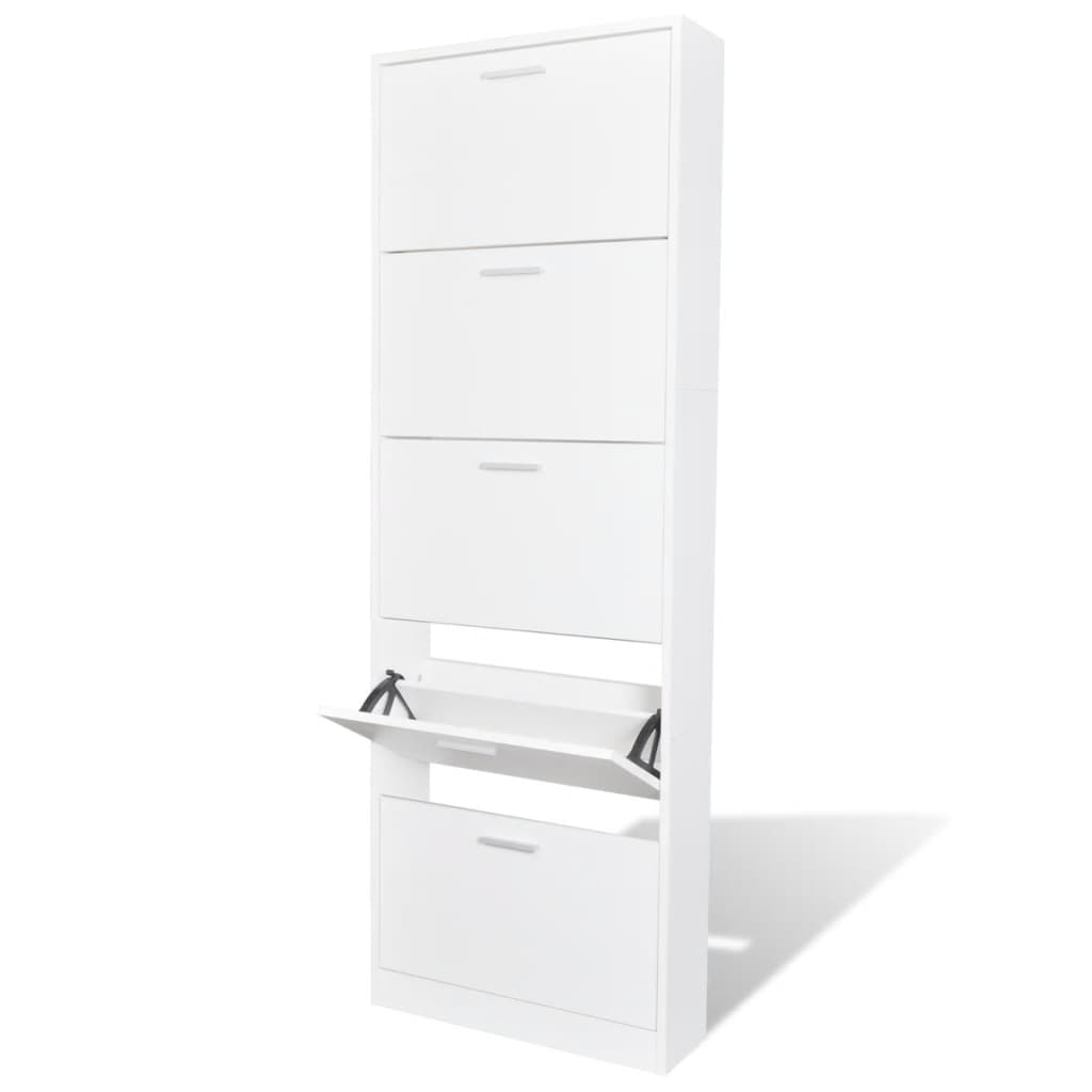 Vidaxl Shoe Cabinet Wood med 5 opbevaringsrum hvidt