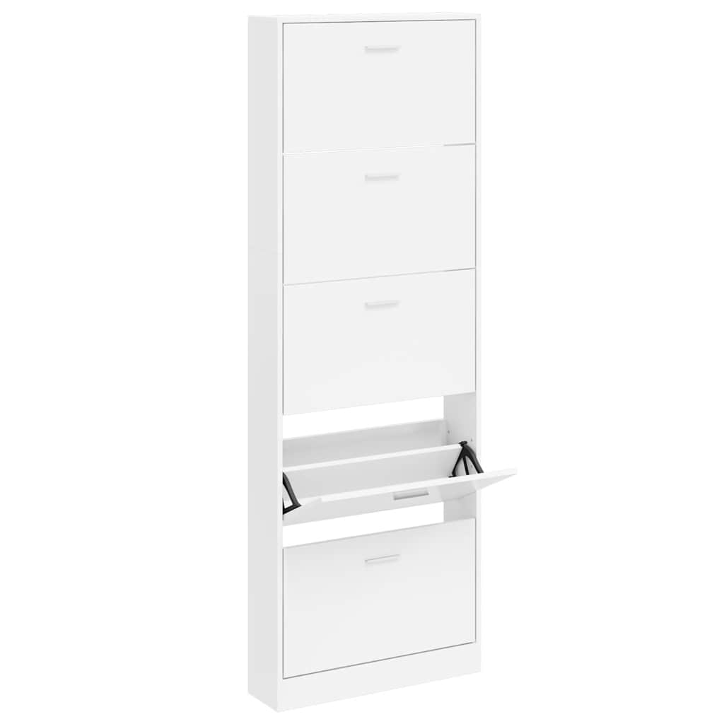 Vidaxl Shoe Cabinet Wood avec 5 compartiments de rangement blancs