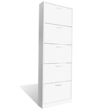 Vidaxl Shoe Cabinet Wood med 5 opbevaringsrum hvidt