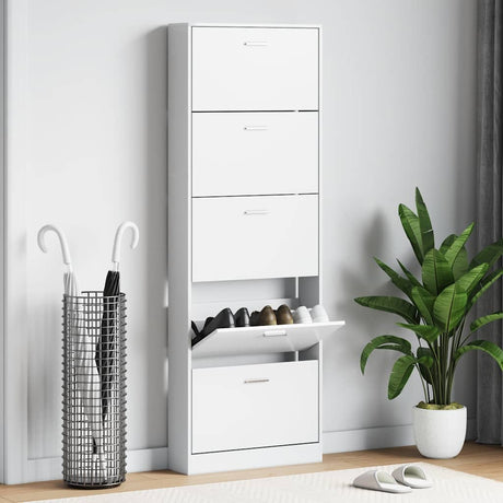 Vidaxl Shoe Cabinet Wood avec 5 compartiments de rangement blancs