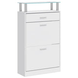Armoire à chaussures Vidaxl avec tiroir et étagère en verre blanc blanc