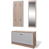 Vidaxl Cabinet à chaussures 3 pièces Ensemble de chêne en bois et blanc