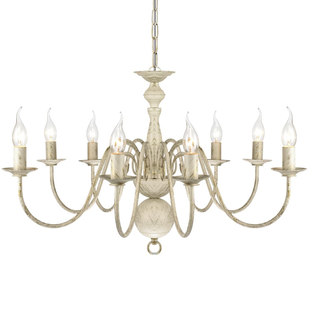 Vidaxl Chandelier White Metal 8 X E14 Lampade